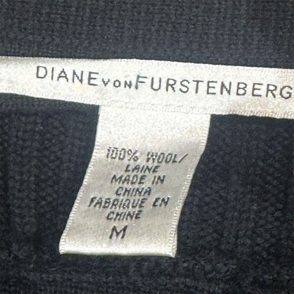 Diane von Furstenberg Wool Military Cardigan Jacket Black M Women’s 100% Wool - Picture 7 of 8